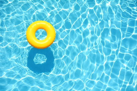 swimming pool, yellow floaty